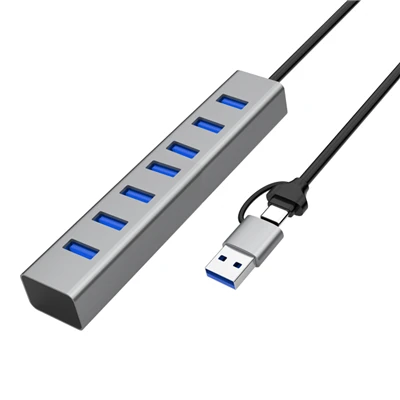 7-Port-USB-3.0-Hub mit integriertem Dual-Interface-Kabel